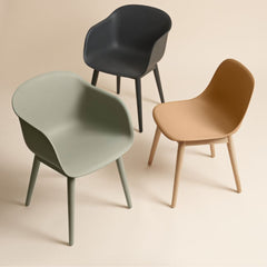 Muuto Fiber Armchairs and Side Chair - Wood Base by Iskos Berlin