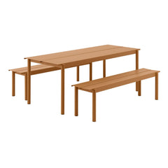 Muuto Linear Steel Dining Table and Benches Burnt Orange