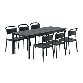 Muuto Linear Steel Side Chairs with Linear Steel 78" Dining Table by Thomas Bentzen