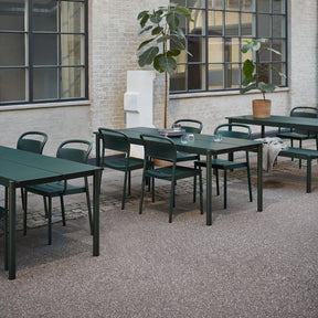 Muuto Linear Steel Side Chairs with Linear Steel 55" Dining Tables by Thomas Bentzen