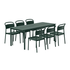 Muuto Linear Steel Side Chairs with 78" Linear Steel Dining Table by Thomas Bentzen