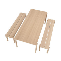 Muuto 102" Linear Wood Dining Table and Benches by Thomas Bentzen