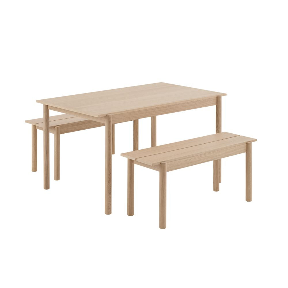 Muuto 55" Linear Wood Dining Table and Benches by Thomas Bentzen