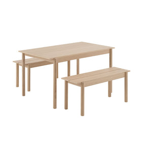 Muuto 55" Linear Wood Dining Table and Benches by Thomas Bentzen