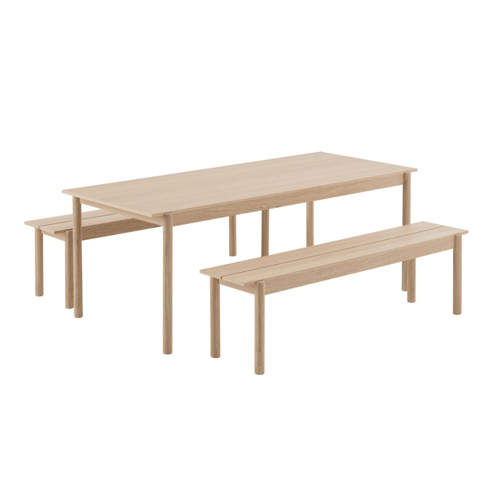 Muuto 78" Linear Wood Dining Table and Benches by Thomas Bentzen