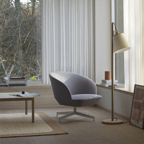 Muuto Oslo Lounge Chair in living room with Pull Floor Lamp and Pebble Rug