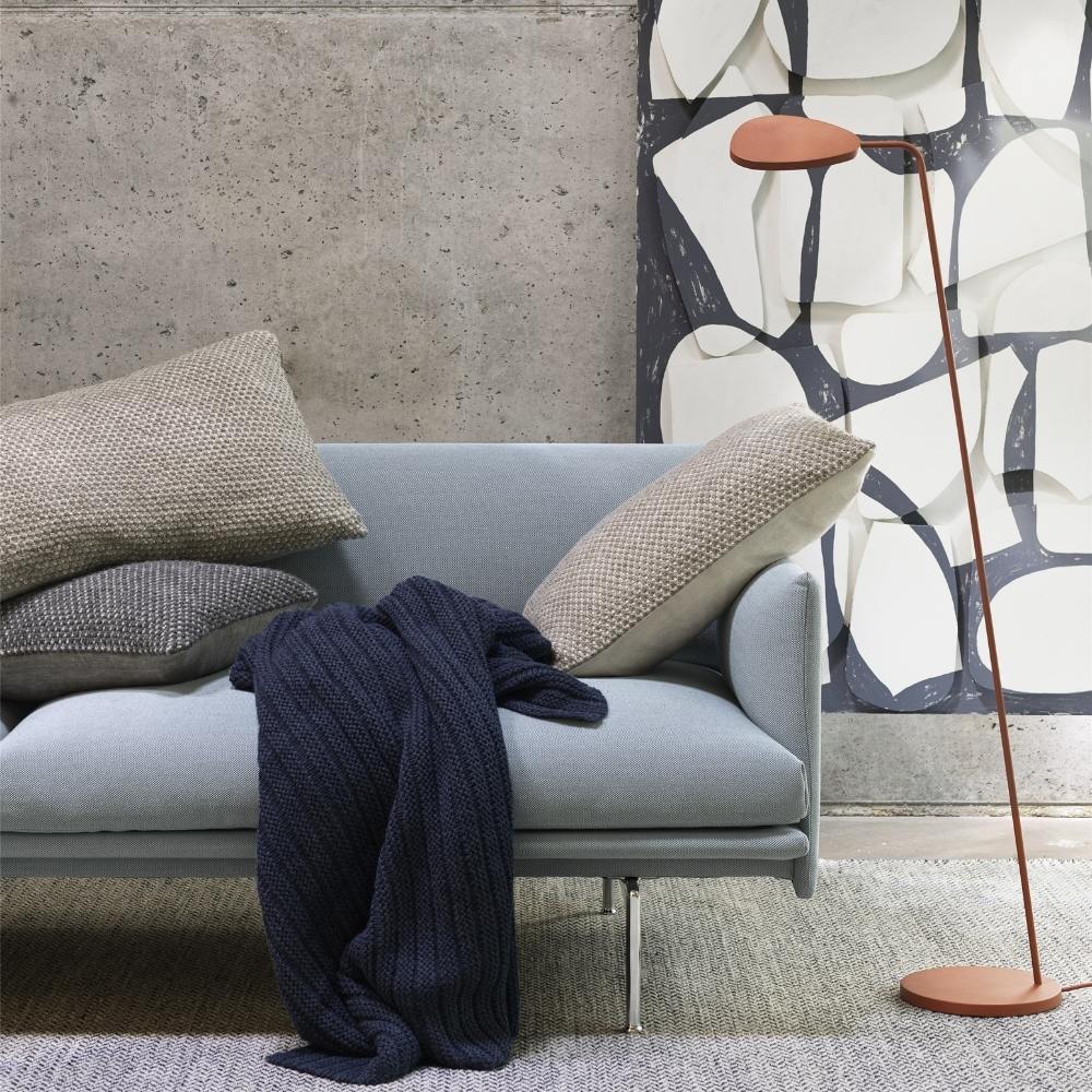 Muuto Outline Sofa in room with Leaf Floor Lamp and Art