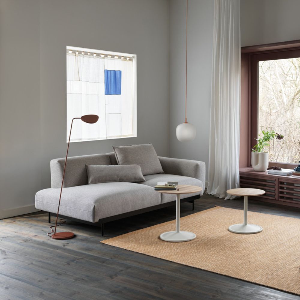 Muuto Rime Pendant Lamp with In Situ 2-Seater Sofa and Leaf Floor Lamp