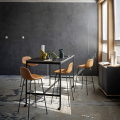 Muuto Tip Wall Lamp by Jens Fager with Fiber Barstools and Enfold Sideboard