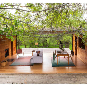 Nani Marquina Shade Rugs in Situ with Cozy Outdoor Living Room