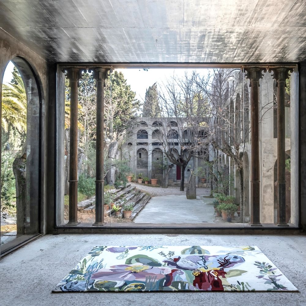 Nanimarquina Flora Backyard Rug by Santi Moix in Room with windows