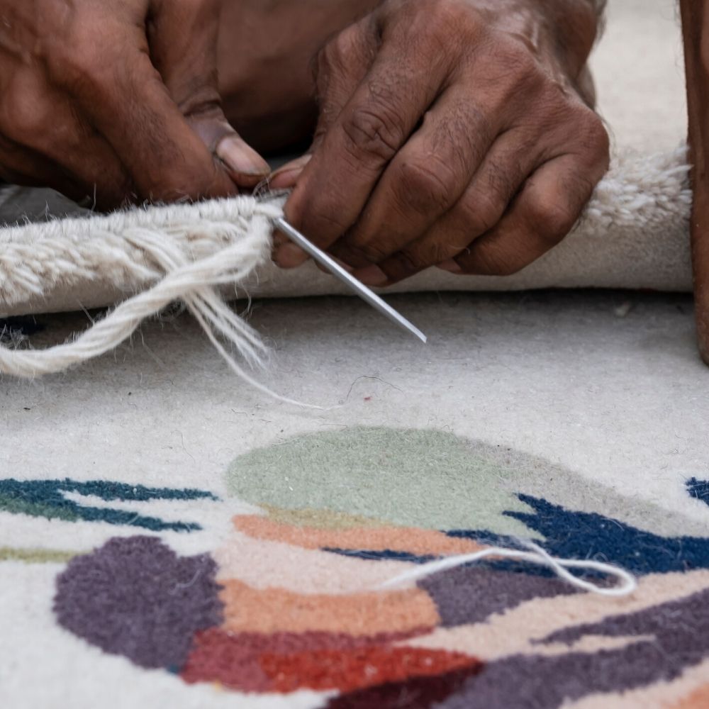 Nanimarquina Flora Rug being made by hand