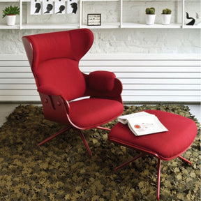 Nanimarquina Little Field of Flowers Rug by Tord Boontje in room with Moroso Lounge Chair