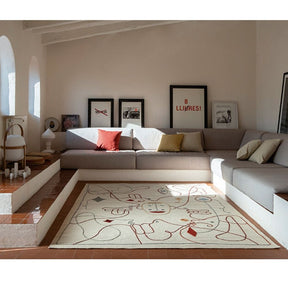 Nanimarquina Silhouette Rug by Jaime Hayon in Living Room with Cesta Lamp by Miguel Mila.