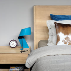 Nordic Oak Night Stand with Nordic II Bed by Ethnicraft and Arne Jacobsen Station Alarm Clock