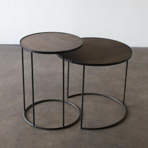 Ethnicraft Round Tray Table Set - High
