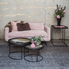 Notre Monde Wabi Sabi Trays with Pink Velvet Sofa