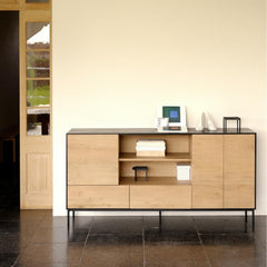 Ethnicraft Oak Blackbird Sideboard Styled in Room