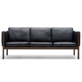 Wegner CH163 Sofa in Black Sif Leather Front Carl Hansen & Son