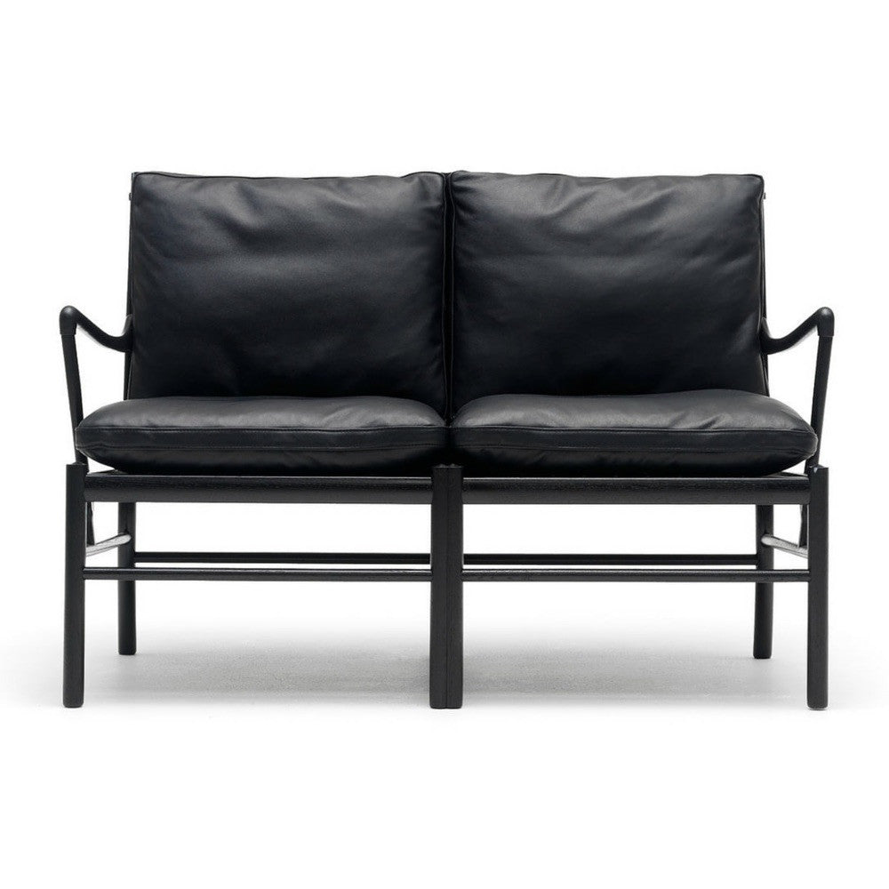 Ole Wanscher Colonial Sofa Black Leather and Black Lacquer Carl Hansen & Son