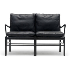 Ole Wanscher Colonial Sofa Black Leather and Black Lacquer Carl Hansen & Son