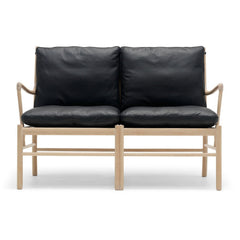 Ole Wanscher Colonial Sofa Black Leather and Oak Carl Hansen & Son