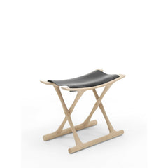 Ole Wanscher Egyptian Stool in Black Saddle Leather with Oak Carl Hansen and Son