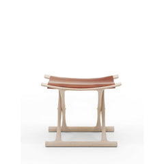 Ole Wanscher Egyptian Stool Front Brown Saddle Leather with Oak Carl Hansen and Son