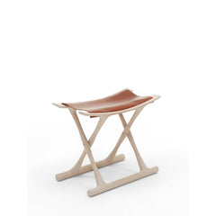 Ole Wanscher Egyptian Stool in Brown Saddle Leather with Oak Carl Hansen and Son