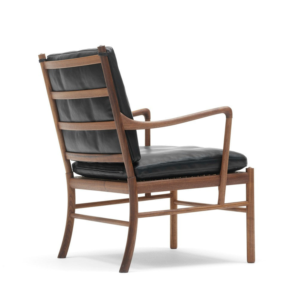 Ole Wanscher Colonial Chair with Mahogany Frame and Black SIF Leather Back Carl Hansen and Son