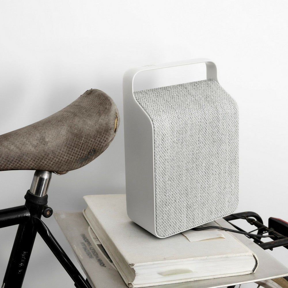Vifa Oslo Soundspeaker in Pebble Grey Styled with Bicycle