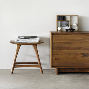 Walnut Osso Stool with Wave Sideboard by Ethnicraft