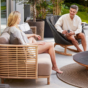 Peacock Rocking Chair with Teak Legs Cane line Soft Rope Cane line
