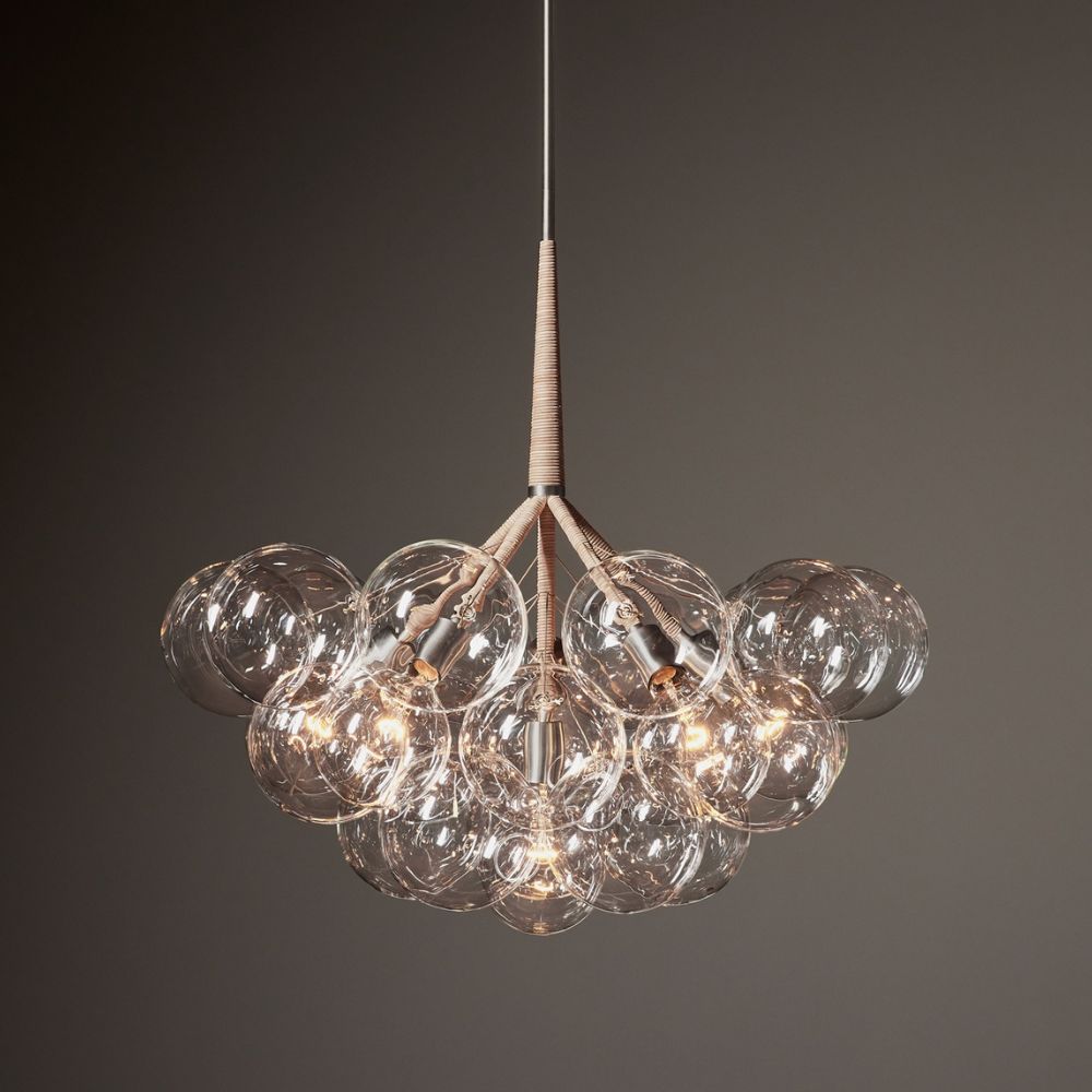 Pelle Jumbo Bubble Chandelier with Natural Leather Cord and Gunmetal Fittings