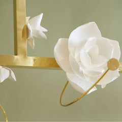 PELLE Lure Chandelier 12 Magnolia Flower and Brass Detail