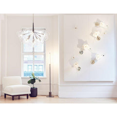 PELLE Lure Sconces and Supra Bubble Chandelier in situ in PELLE NY Showroom
