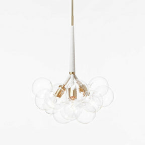 PELLE Original Bubble Chandelier with Brass Fittings and White Leather Cord