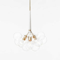 PELLE Original Bubble Chandelier with Brass Fittings and White Leather Cord