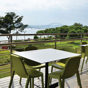 Philippe Starck Broom Stacking Chairs at Biomuseo Panama by Frank Gehry  photo by Geteca