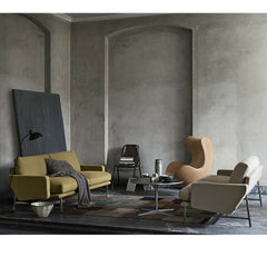 Piero Lissoni Two Seat Sofas in Room with Arne Jacobsen Egg Chair Fritz Hansen