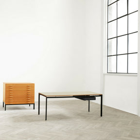 Poul Kjaerholm PK52A Student Desk with Black Drawer in Room with Filing Chest of Drawers Carl Hansen and Son