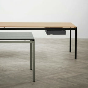 Poul Kjaerholm PK52 Desks Grey, Oak, Black Drawer Carl Hansen and Son