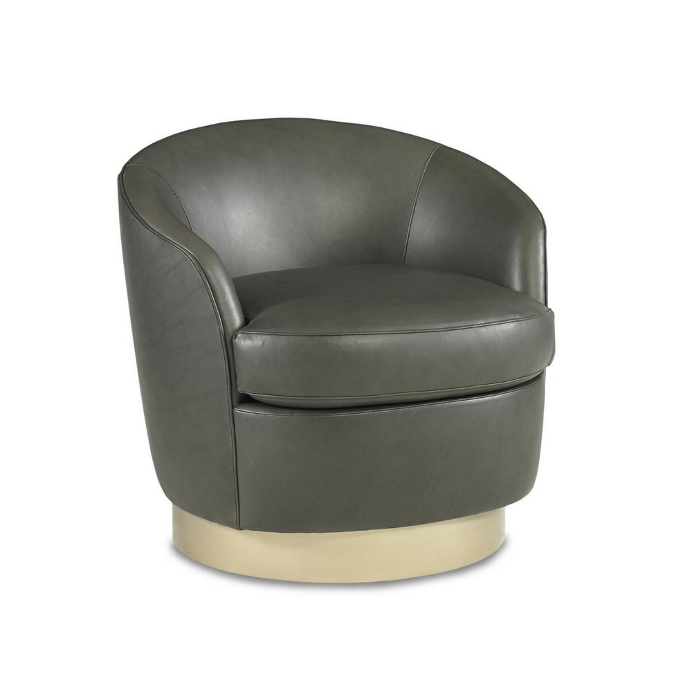Precedent Claudia Swivel Chair Grey Leather Champagne Base