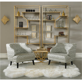 Precedent Furniture Courtney Chairs in Room with Antiqued Gold Etageres