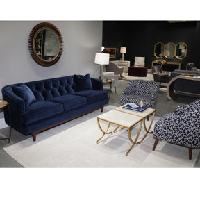 Precedent Furniture Blue Velvet Emma Sofa in Room