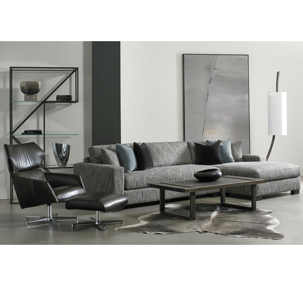 Precedent Furniture Connor Sectional Sofa model 2667 in room with Sebastian Leather Swivel Chair Modern Loft Collection
