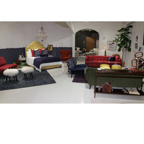 Precedent Furniture Emma Sofa in Debaccus Fuschia in Boho Modern Room
