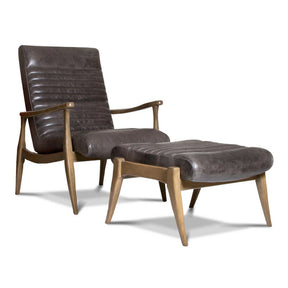 Precedent Furniture Grey Leather Erik Chair and Ottoman formerly DwellStudio Hans Chair