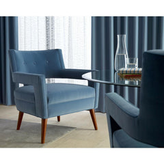 Precedent Hunter Chair in KnollTextiles Blue Velvet in Hotel Room