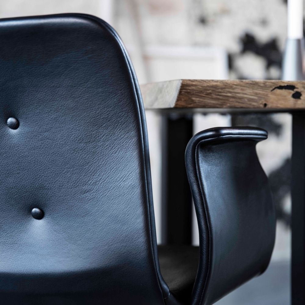 Black Leather Primum Dining Chair by Bent Hansen